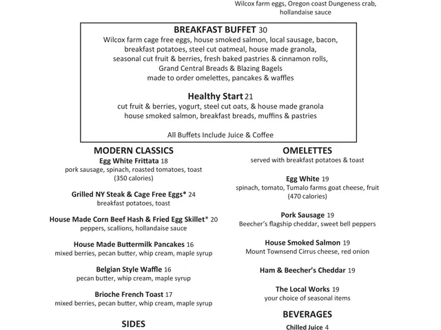 Hook & Plow breakfast menu