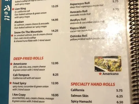 Kenzo Sushi rolls menu