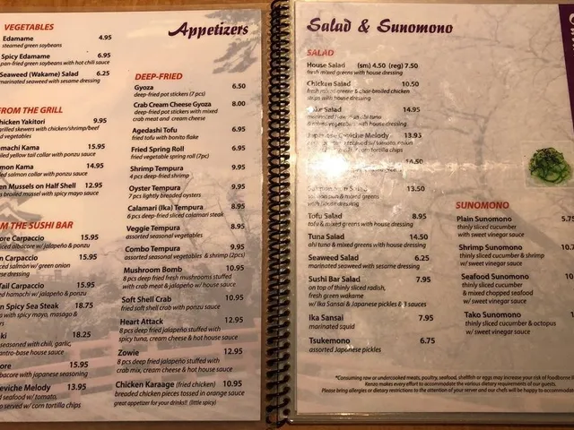 Kenzo Sushi appetizers menu