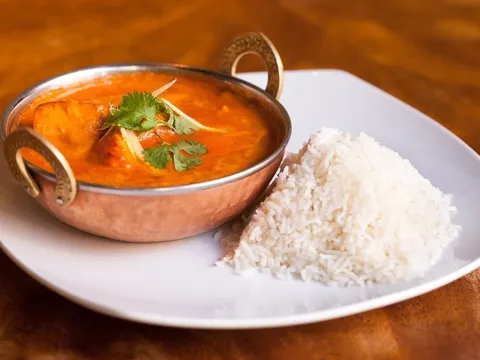 Tikka masala with rice served at East India Co. Grill & Bar in Portland