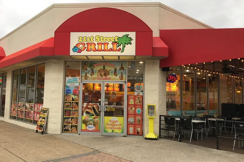 Storefront of 21st Street Grill in Virginia Beach