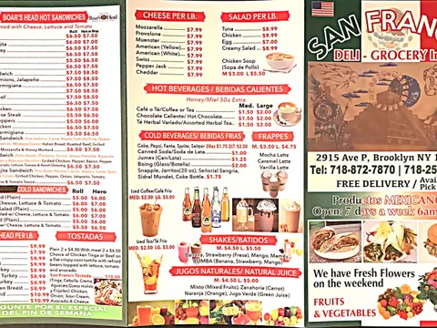 San Francis Deli menu