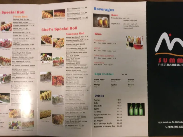 SUMMA menu, page 1
