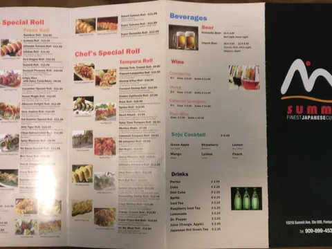 SUMMA menu, page 1